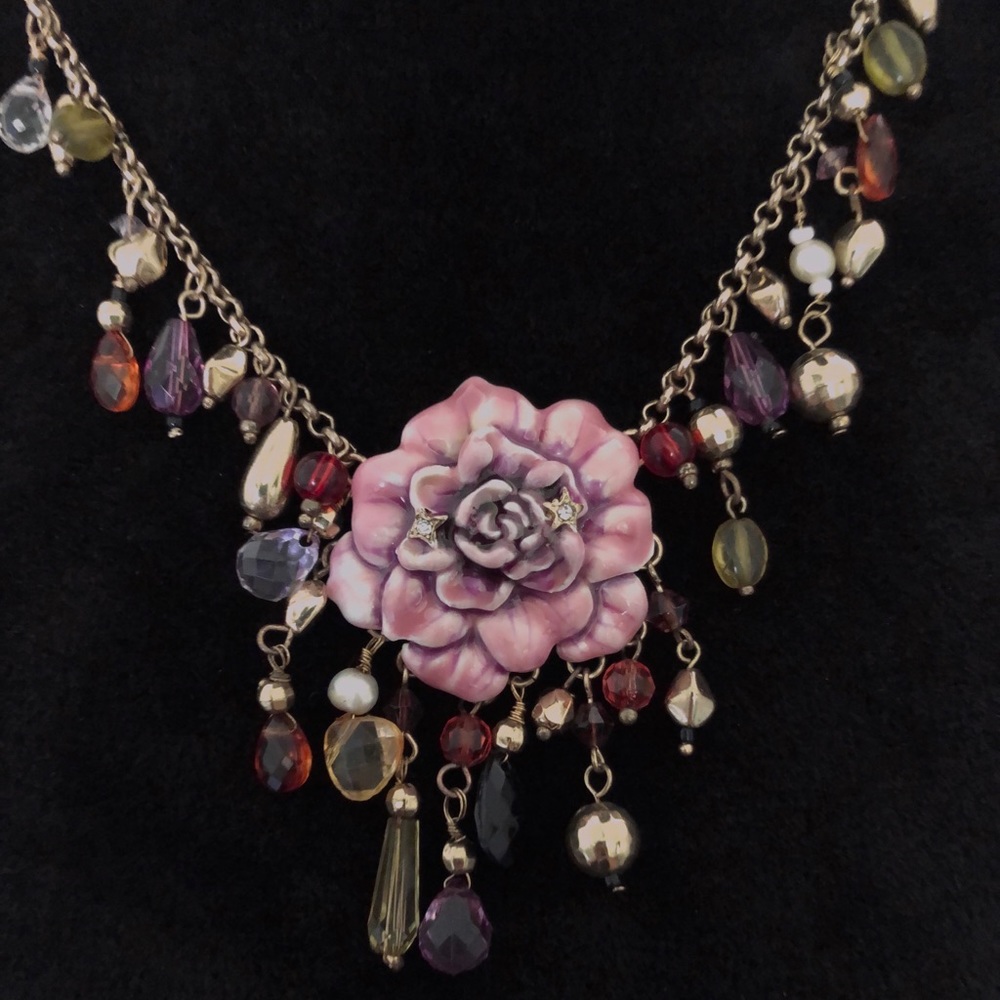 Pink Ceramic Rose Necklace